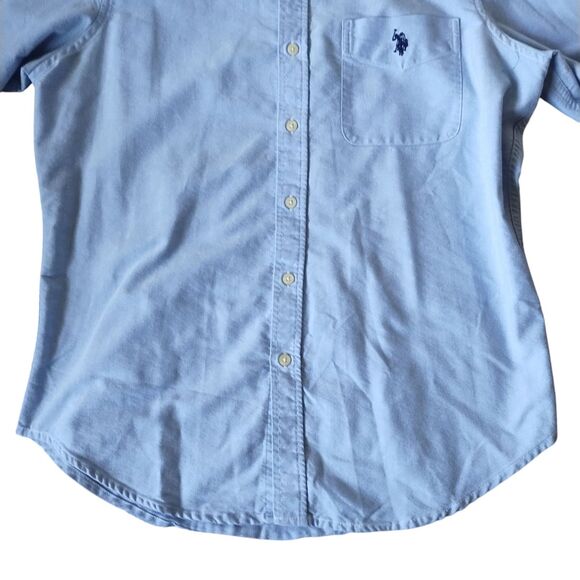 U.S. Polo Assn Shirt Men's Medium Blue Oxford Cotton Long Sleeve Button Down - Picture 4 of 15